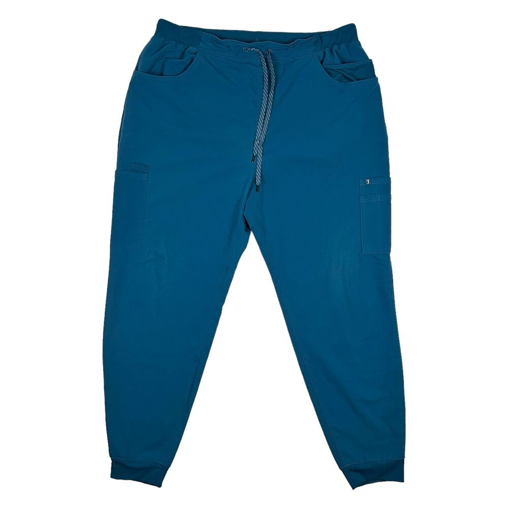 Jaanuu Scrub Pant Mens Size 1XL Teal Blue Medical Work Career Mesh Pocket Jogger
